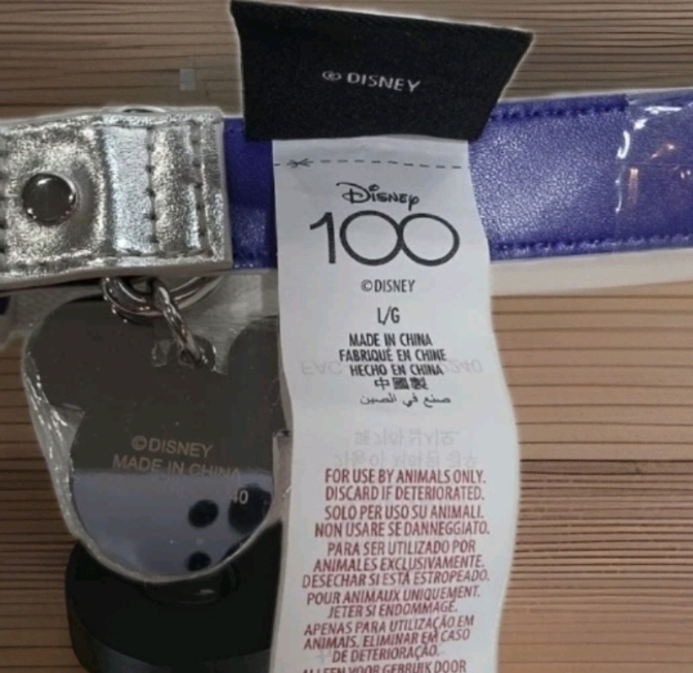 Disney 100 Years of Wonder Platinum Pet Dog Collar - Mickey Charm - Size Large - Picture 4 of 5